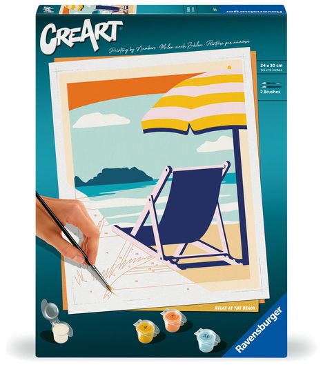 Ravensburger CreArt - Malen nach Zahlen 23897 - Relaxen am Strand - ab 12 Jahren, Spiele