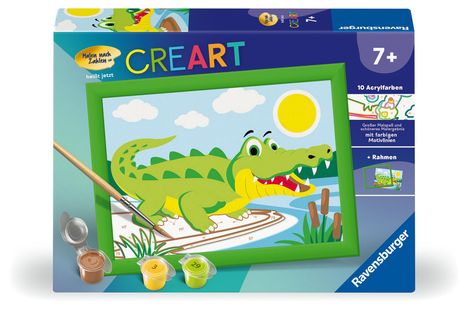 Ravensburger CreArt - Malen nach Zahlen 23953 - Krokodil an Land - Kinder ab 7 Jahren, Spiele