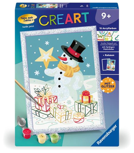 Ravensburger CreArt 23956 - Bezaubernder Schneemann - Malen nach Zahlen Winter für Kinder ab 9 Jahre, Spiele