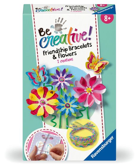 Ravensburger BeCreative 23963 Freundschaftsbändchen &amp; Blumen Bastelset, DIY für Kinder ab 8 Jahren, Spiele