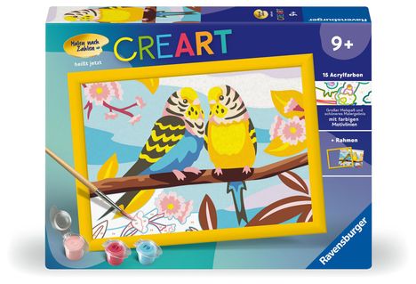 Ravensburger CreArt - Malen nach Zahlen 23994 - Bunte Wellensittiche - ab 9 Jahren, Spiele