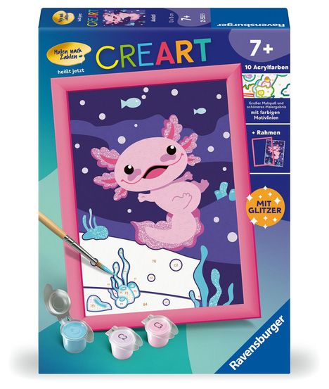 Ravensburger CreArt - Malen nach Zahlen 25555 - Axolotl - ab 7 Jahren, Spiele