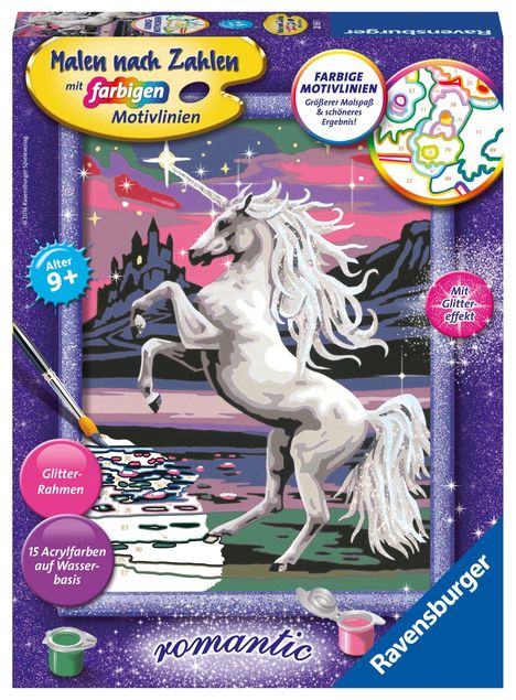 Ravensburger Malen nach Zahlen 28563 - Magisches Einhorn - Kinder ab 9 Jahren, Spiele