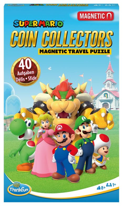 ThinkFun - 76547 - Super Mario Coin Collectors - Das magnetische Reise-Knobelspiel. Perfekt für die Reise und als Geschenk! Ein Logikspiel nicht nur für Super Mario Fans., Spiele