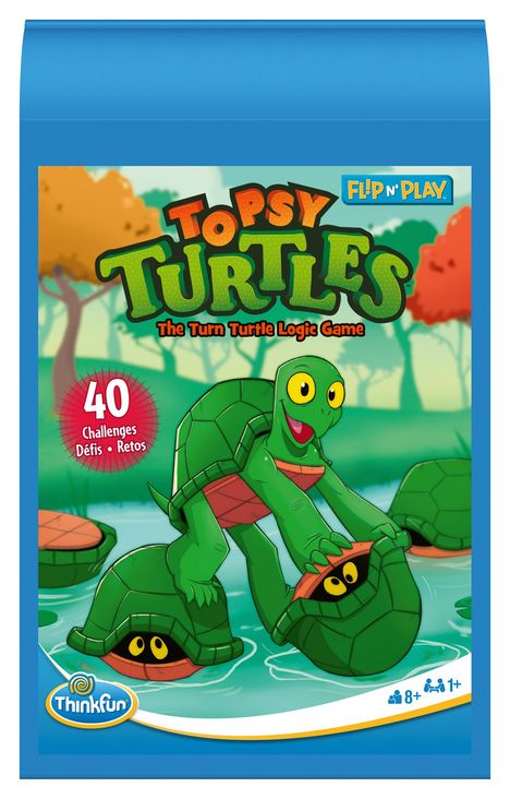 ThinkFun 76576 - Flip N' Play Topsy Turtles - das Reise-Logikspiel, für Kinder und Erwachsene ab 8 Jahren, ab 1 Spieler, Spiele