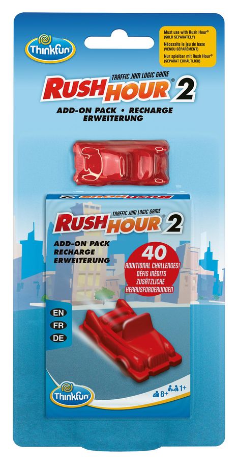 ThinkFun - 76614 - Rush Hour 2 - Erweiterung für das original Rush Hour. Mit neuen Herausforderungen für Jungen und Mädchen ab 8 Jahren., Spiele