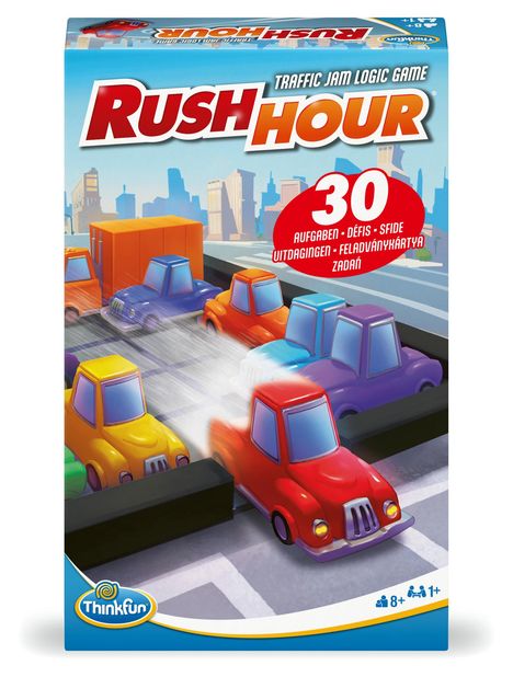 ThinkFun - 76642 - Rush Hour Mitbringspiel - Das bekannte Logikspiel im kompakten Format als Reisespiel für Kinder und Erwachsenen ab 8 Jahren, Spiele