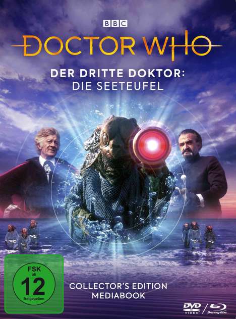 Doctor Who - Dritter Doktor: Die Seeteufel (Blu-ray &amp; DVD im Mediabook), 1 Blu-ray Disc und 2 DVDs