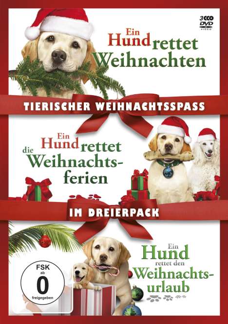 Tierischer Weihnachtsspaß: Ein Hund rettet Weihnachten / Ein Hund rettet den Weihnachtsurlaub /Ein Hund rettet die Weihnachtsferien, 3 DVDs