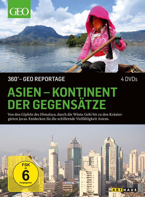 360° Geo-Reportage: Asien - Kontinent der Gegensätze, 4 DVDs