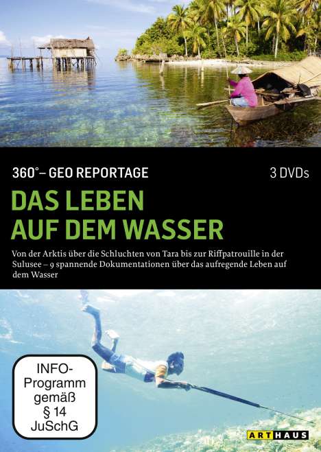 360° Geo-Reportage: Das Leben auf dem Wasser, 3 DVDs