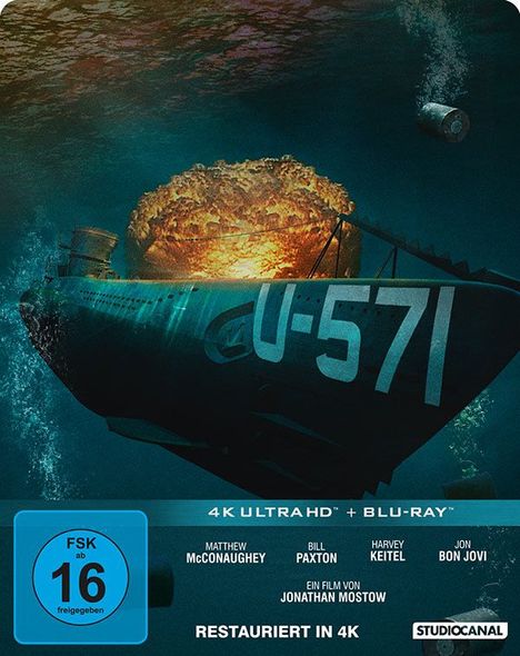 U-571(Limited Collector's Edition) (Ultra HD Blu-ray &amp; Blu-ray im Steelbook), 1 Ultra HD Blu-ray und 1 Blu-ray Disc