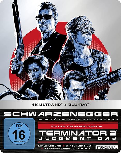 Terminator 2: Tag der Abrechnung (30th Anniversary Edition) (Ultra HD Blu-ray, 3D &amp; 2D Blu-ray im Steelbook), 1 Ultra HD Blu-ray und 2 Blu-ray Discs