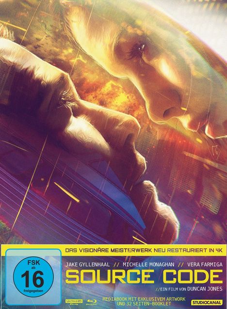"Das visionäre Meisterwerk neu restauriert in 4K", "Source Code", "Jake Gyllenhaal", "Michelle Monaghan" und "FSK ab 16".