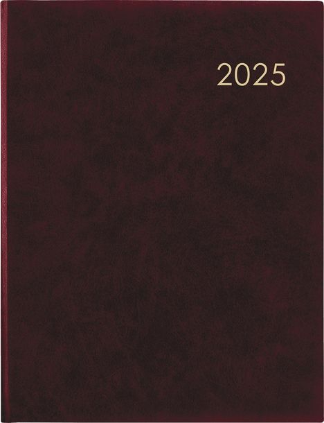 Zettler - Wochenbuch 2025 bordeaux, 21x26,5cm, Taschenplaner mit 128 Seiten im wattiertem Einband, Eckperforation und Fadensiegelung, Mondphasen, Wochenübersicht und internationales Kalendarium, Kalender