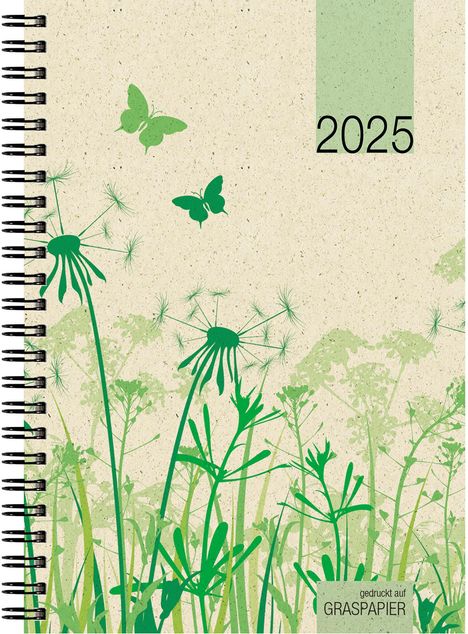 Wochenbuch Graspapier 2025 - 13,7x19,6 cm - 1 Woche auf 2 Seiten - robuster Kartoneinband - Wochenkalender - Notizheft - 759-0640, Buch