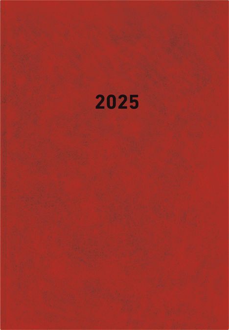 Buchkalender rot 2025 - Bürokalender 14,5x21 cm - 1 Tag auf 1 Seite - wattierter Kunststoffeinband - Stundeneinteilung 7 - 19 Uhr - 876-0011, Buch