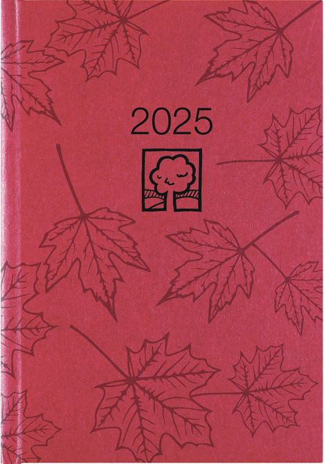 Buchkalender rot 2025 - Bürokalender 14,5x21 cm - 1 Tag auf 1 Seite - Kartoneinband, Recyclingpapier - Stundeneinteilung 7 - 19 Uhr - 876-0711, Buch