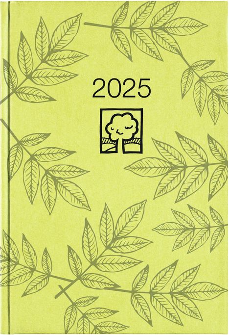 Buchkalender grün 2025 - Bürokalender 14,5x21 cm - 1 Tag auf 1 Seite - Kartoneinband, Recyclingpapier - Stundeneinteilung 7 - 19 Uhr - 876-0713, Buch