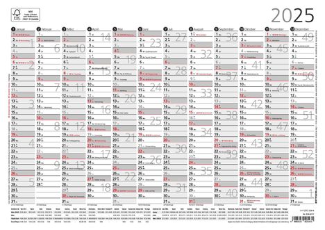 Jahresübersicht A4 12M/1S 2025 - 29,7x21 cm - gerollt - mit Arbeitstage- und Wochenzählung - Posterkalender - Jahresplaner - 934-6111, Kalender