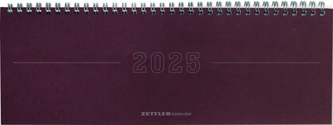 Tisch-Querkalender Papyrus Rot 2025 - Büro-Planer 29,7x10,5 cm - Tisch-Kalender - 1 Woche 2 Seiten - Ringbindung - Zettler, Kalender