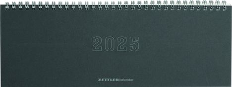 Tisch-Querkalender Papyrus Grau 2025 - Büro-Planer 29,7x10,5 cm - Tisch-Kalender - 1 Woche 2 Seiten - Ringbindung - Zettler, Kalender