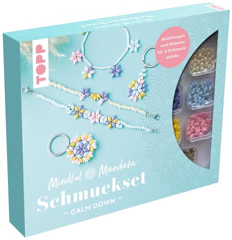 Mindful Mandala - Schmuckset Calm down. Mit Anleitung und Material für 5 Schmuckstücke, Diverse