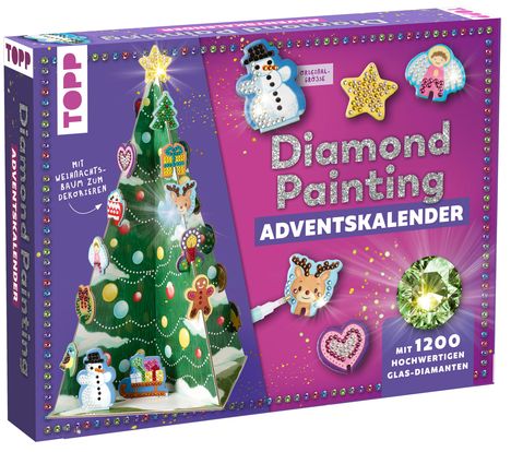Weihnachtszauber - Der Diamond-Painting-Adventskalender. Mit Material und Werkzeug für 24 Baumanhänger, Kalender