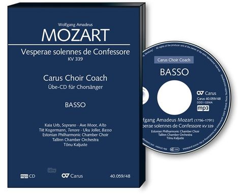 Carus Choir Coach - Wolfgang Amadeus Mozart: Vesperae solennes de Confessore KV 339 (Bass), CD
