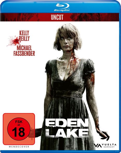FSK ab 18, Eden Lake, Kelly Reilly, Michael Fassbender. Eine Frau, blutig und schmutzig, in dunklem Kleid.