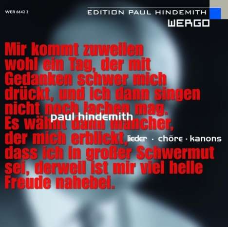 Paul Hindemith (1895-1963): Lieder,Chöre,Kanons, CD