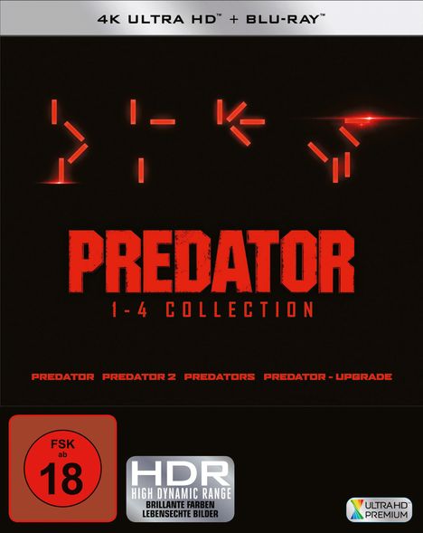 Predator 1-4 Collection (Ultra HD Blu-ray &amp; Blu-ray), 4 Ultra HD Blu-rays und 4 Blu-ray Discs