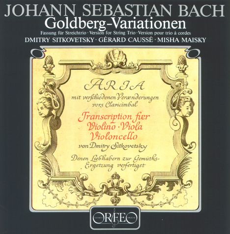 Johann Sebastian Bach (1685-1750): Goldberg-Variationen BWV 988 für Streichtrio, CD