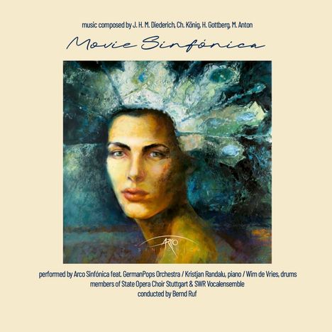"Music composed by J. H. M. Diederich, Ch. König, H. Gottberg, M. Anton. Movie Sinfónica." Gemälde: Gesicht mit abstraktem Hintergrund.