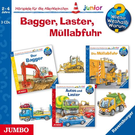 Andrea Erne: Wieso? Weshalb? Warum? junior. Bagger, Laster, Müllabfuhr, 3 CDs