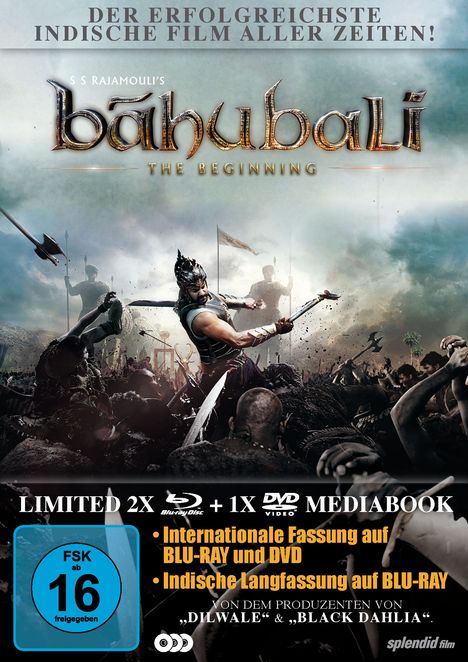 Bahubali - The Beginning (Blu-ray &amp; DVD im Mediabook), 2 Blu-ray Discs und 1 DVD
