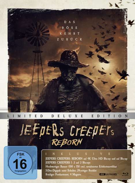 Jeepers Creepers: Reborn (Limited Deluxe Edition) (Ultra HD Blu-ray &amp; Blu-ray im Digipak), 1 Ultra HD Blu-ray und 4 Blu-ray Discs