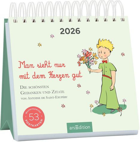 Postkartenkalender Man sieht nur mit dem Herzen gut 2026, Kalender