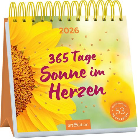 Postkartenkalender 365 Tage Sonne im Herzen 2026, Kalender