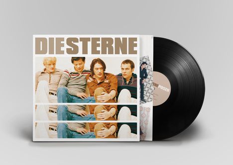 Text: "DIE STERNE". Vier Männer sitzen entspannt, Retro-Stil. Eine Schallplatte ragt rechts neben dem Cover heraus.