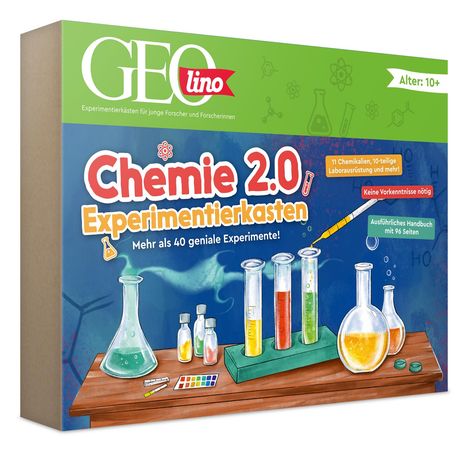 FRANZIS 67212 - GEOlino Chemie 2.0 Experimentierkasten - Mehr als 40 geniale Experimente! Für Kinder ab 10 Jahren, Diverse