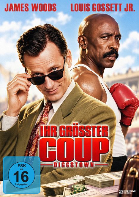 James Woods, Louis Gossett Jr., "IHR GRÖSSTER COUP". Zwei Männer, einer mit Sonnenbrille, einer mit Boxhandschuhen.