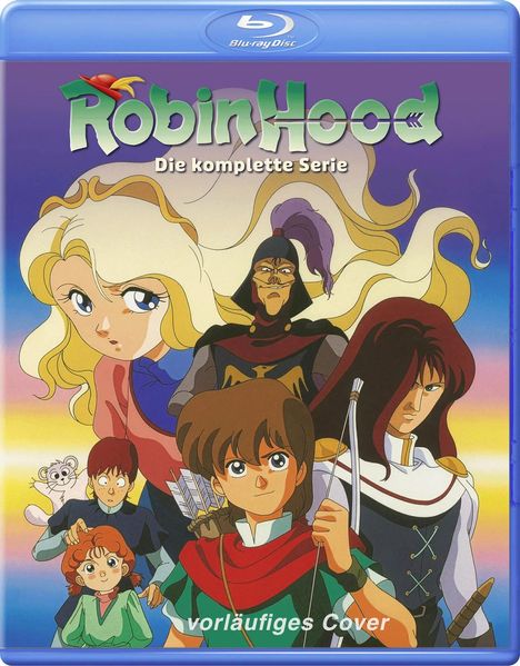 Oben steht "Robin Hood: Die komplette Serie". Darunter sind bunte Anime-Figuren in abenteuerlicher Kleidung zu sehen.