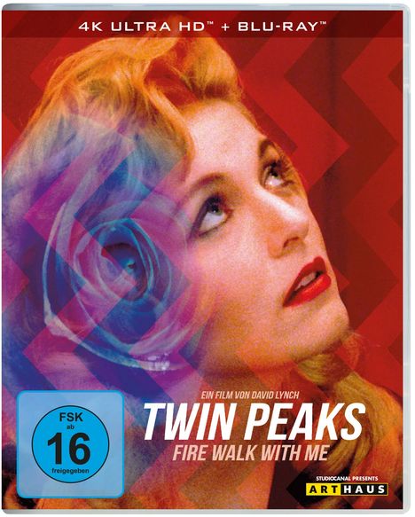 "4K ULTRA HD + BLU-RAY, Twin Peaks: Fire Walk With Me, FSK 16, Eine Frau mit blondem Haar schaut nach oben."