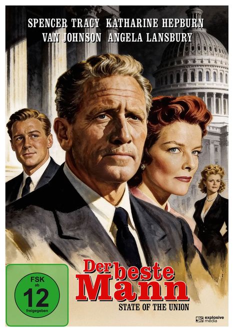 Oben mehrere Namen, darunter "Der beste Mann" und "STATE OF THE UNION". Illustration von Personen vor dem Kapitol.