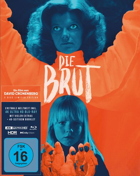 Die Worte "Die Brut," "Ein Film von David Cronenberg," und "FSK ab 16 freigegeben" sind prominent. Darunter sind Gesichter.