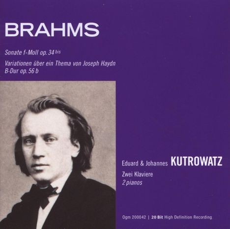 Johannes Brahms (1833-1897): Sonate für 2 Klaviere op.34, CD