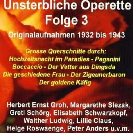 Unsterbliche Operette Folge 3, CD