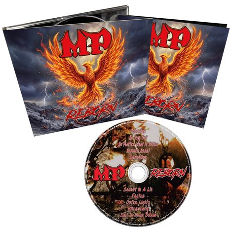 Texte: MP, REBORN, Bloodline, No Way Out, No Matter What It Takes, Hammer Heart, Demonlover. Phönix aus Feuer in Landschaft.