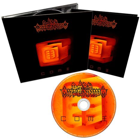 CD-Cover mit Schriftzug "Dark Millennium" und Titel "Come". Das Bild zeigt ein orange beleuchtetes abstraktes Kunstwerk.